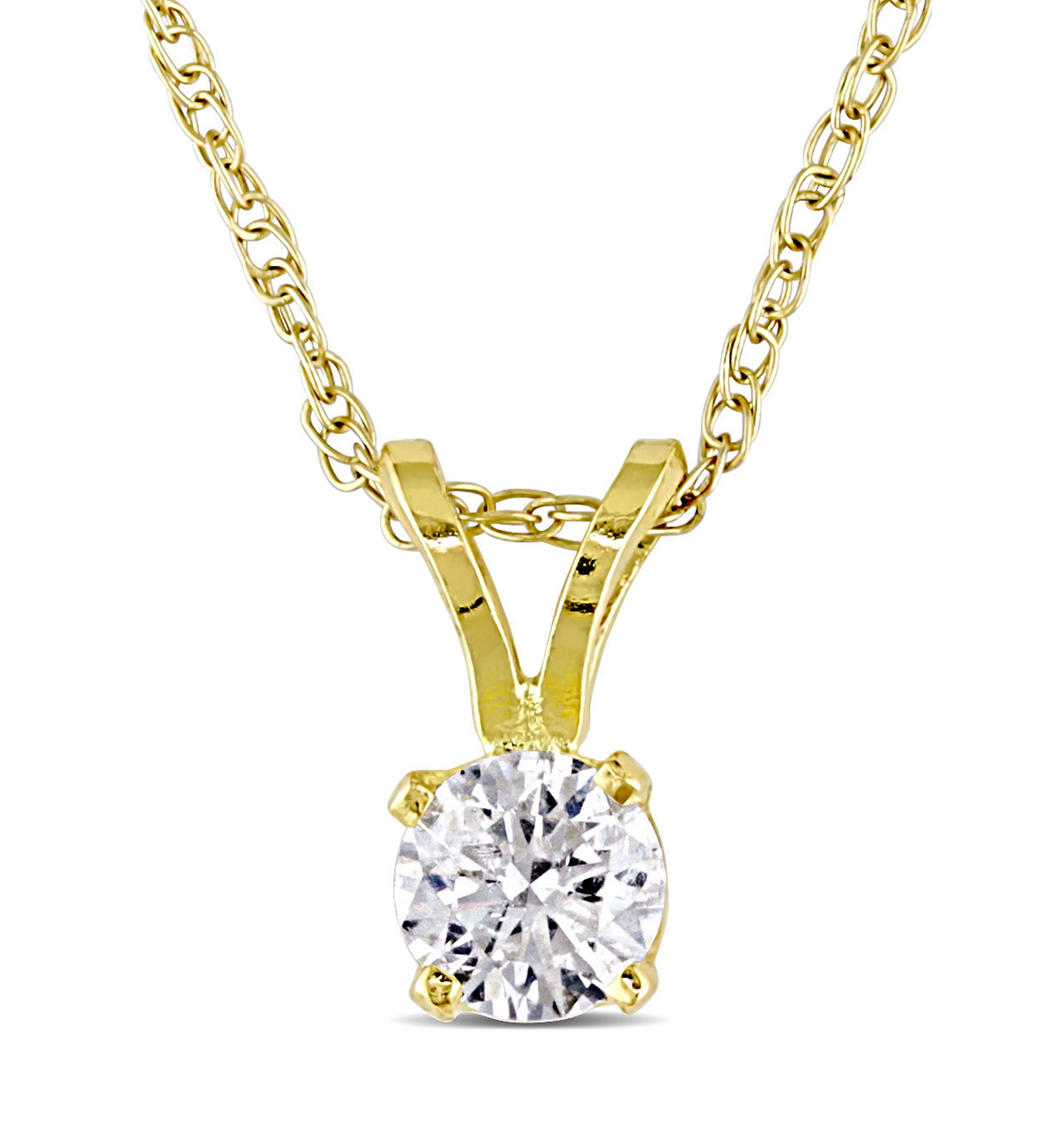 1/4 ct. t.w. Diamond Solitaire Pendant with Chain in 14k Yellow Gold