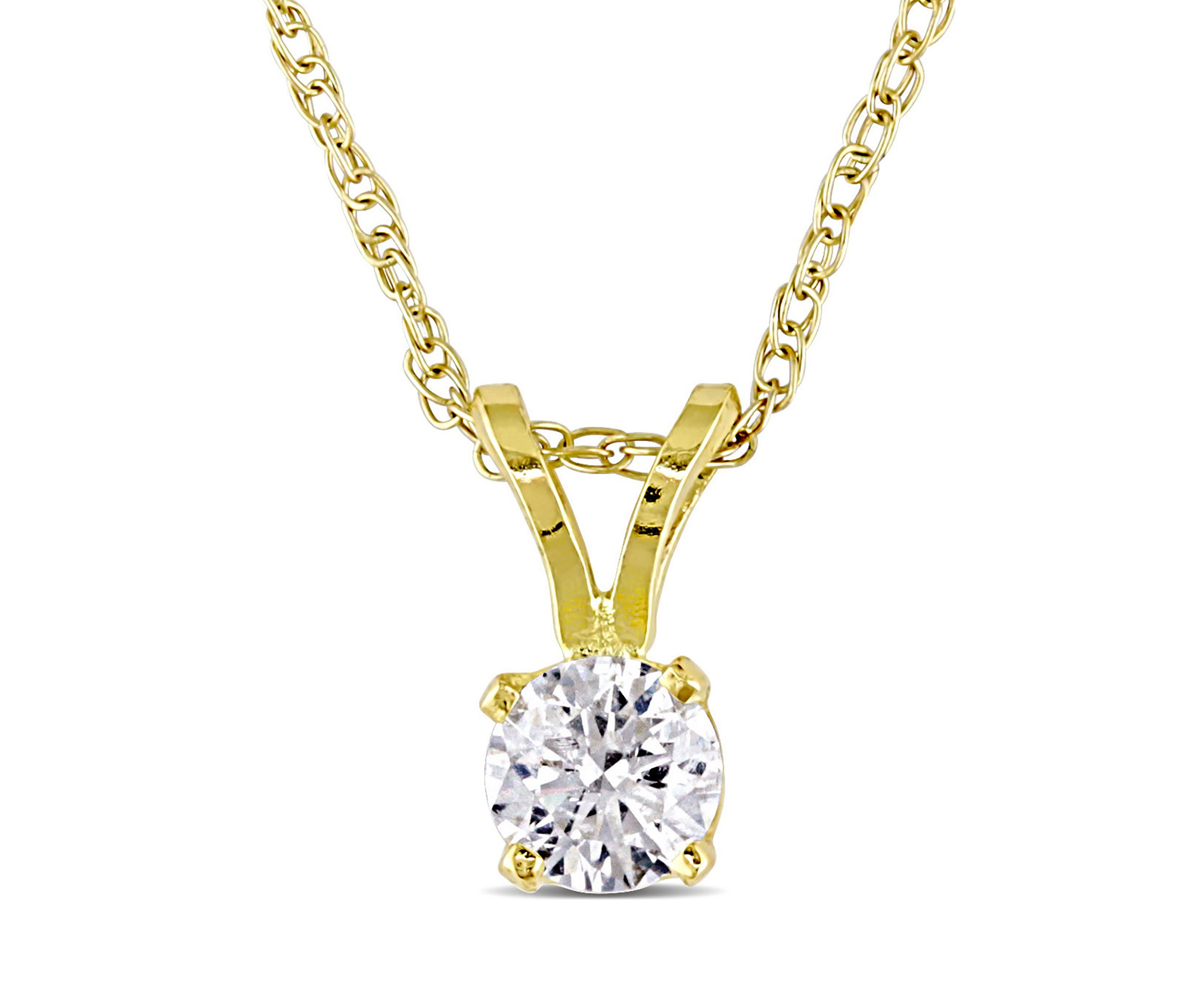 1/4 ct. t.w. Diamond Solitaire Pendant with Chain in 14k Yellow Gold