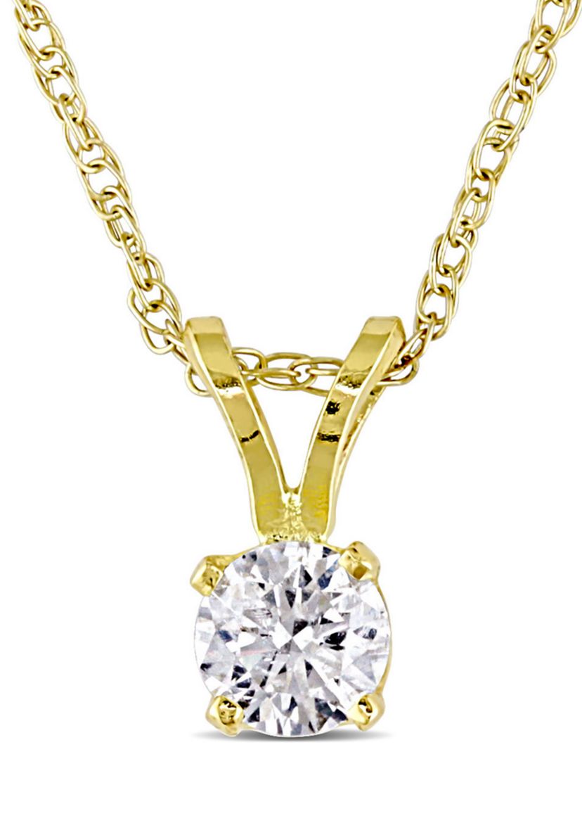 1/4 ct. t.w. Diamond Solitaire Pendant with Chain in 14k Yellow Gold