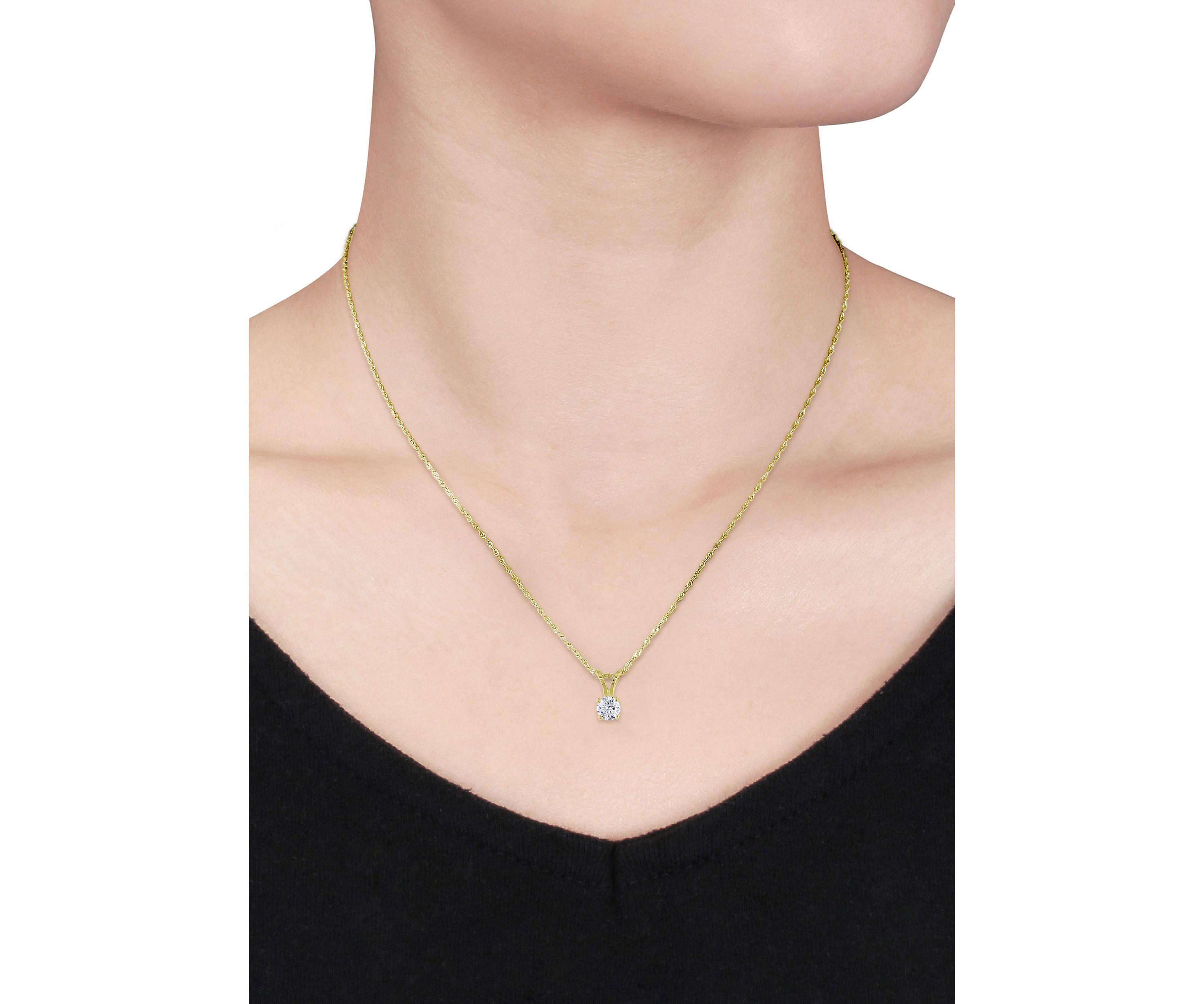 1/4 ct. t.w. Diamond Solitaire Pendant with Chain in 14k Yellow Gold
