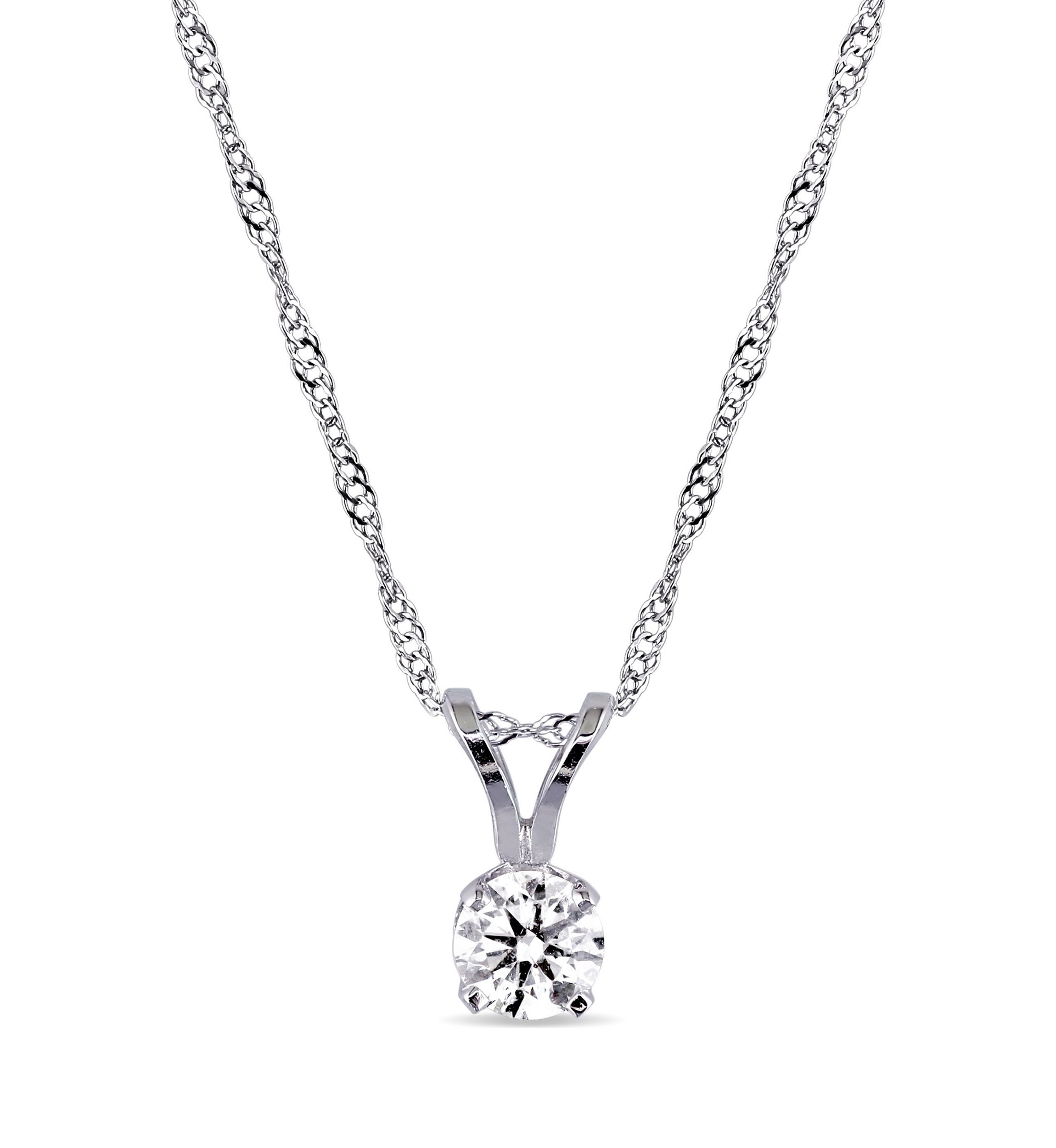 1/4 ct. t.w. Diamond Solitaire Pendant with Chain in 14k White Gold