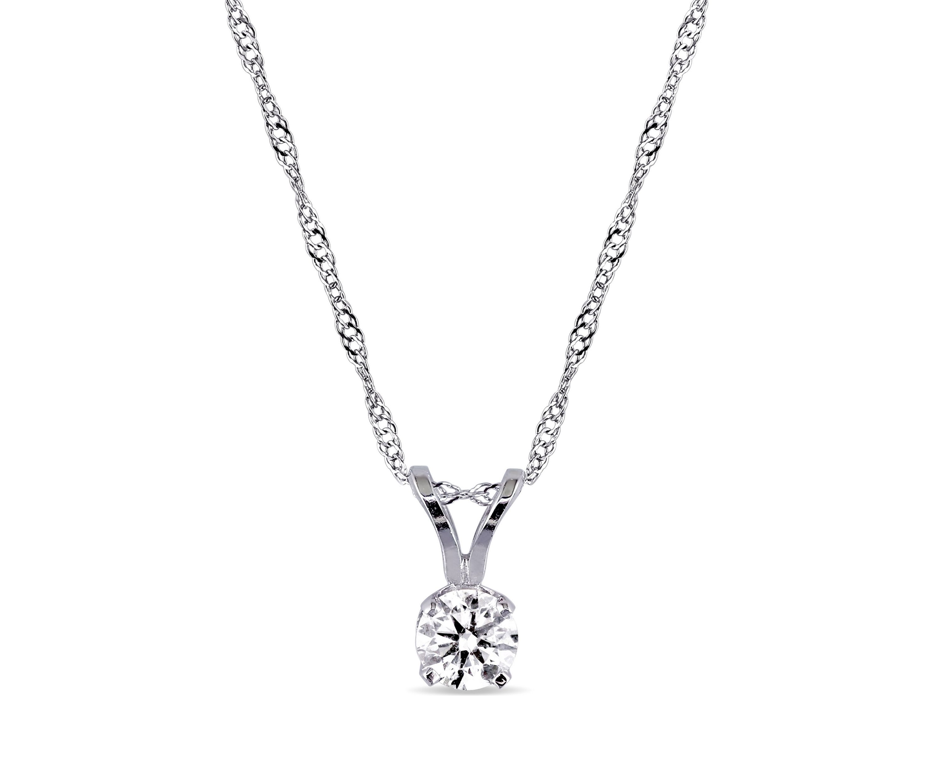 1/4 ct. t.w. Diamond Solitaire Pendant with Chain in 14k White Gold