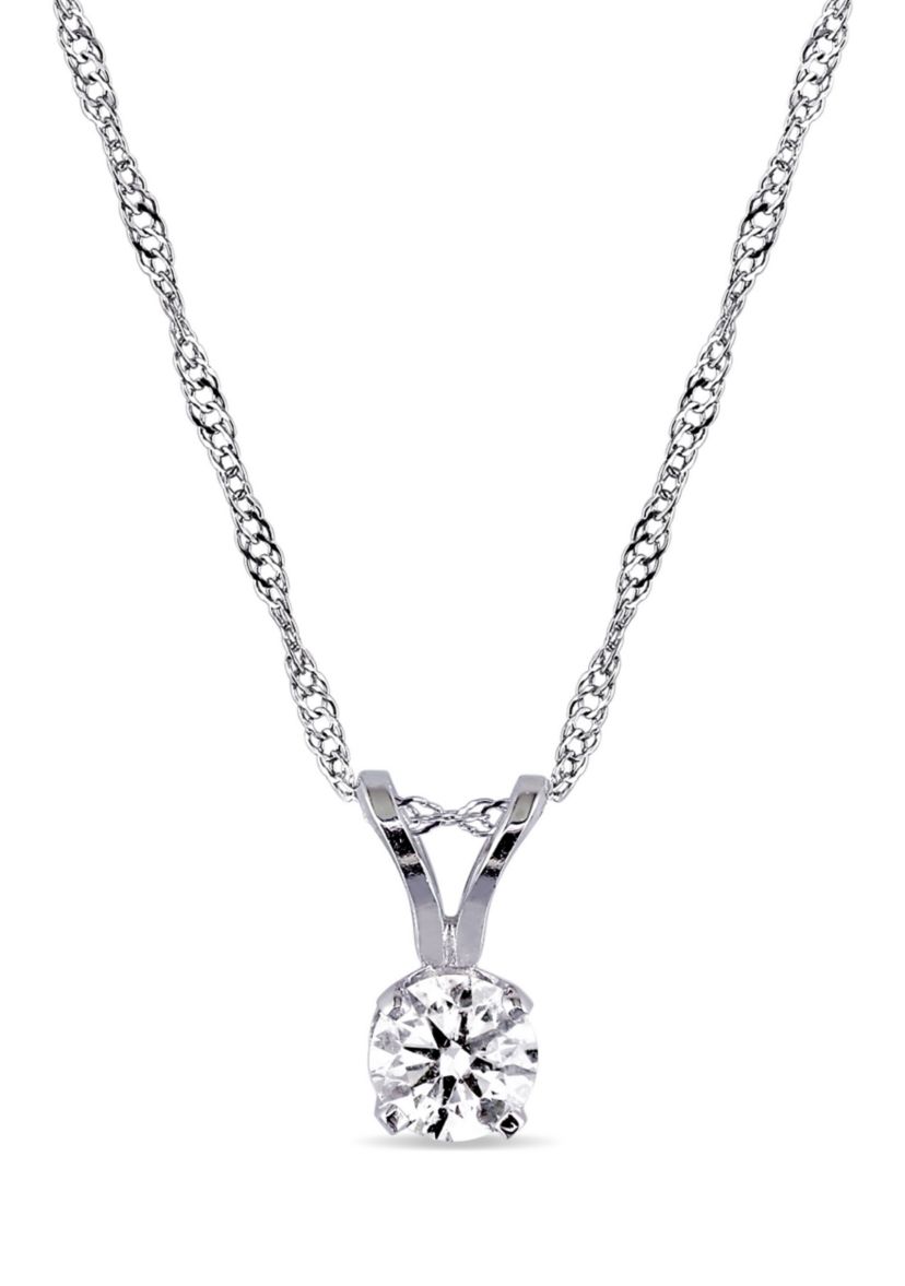 1/4 ct. t.w. Diamond Solitaire Pendant with Chain in 14k White Gold
