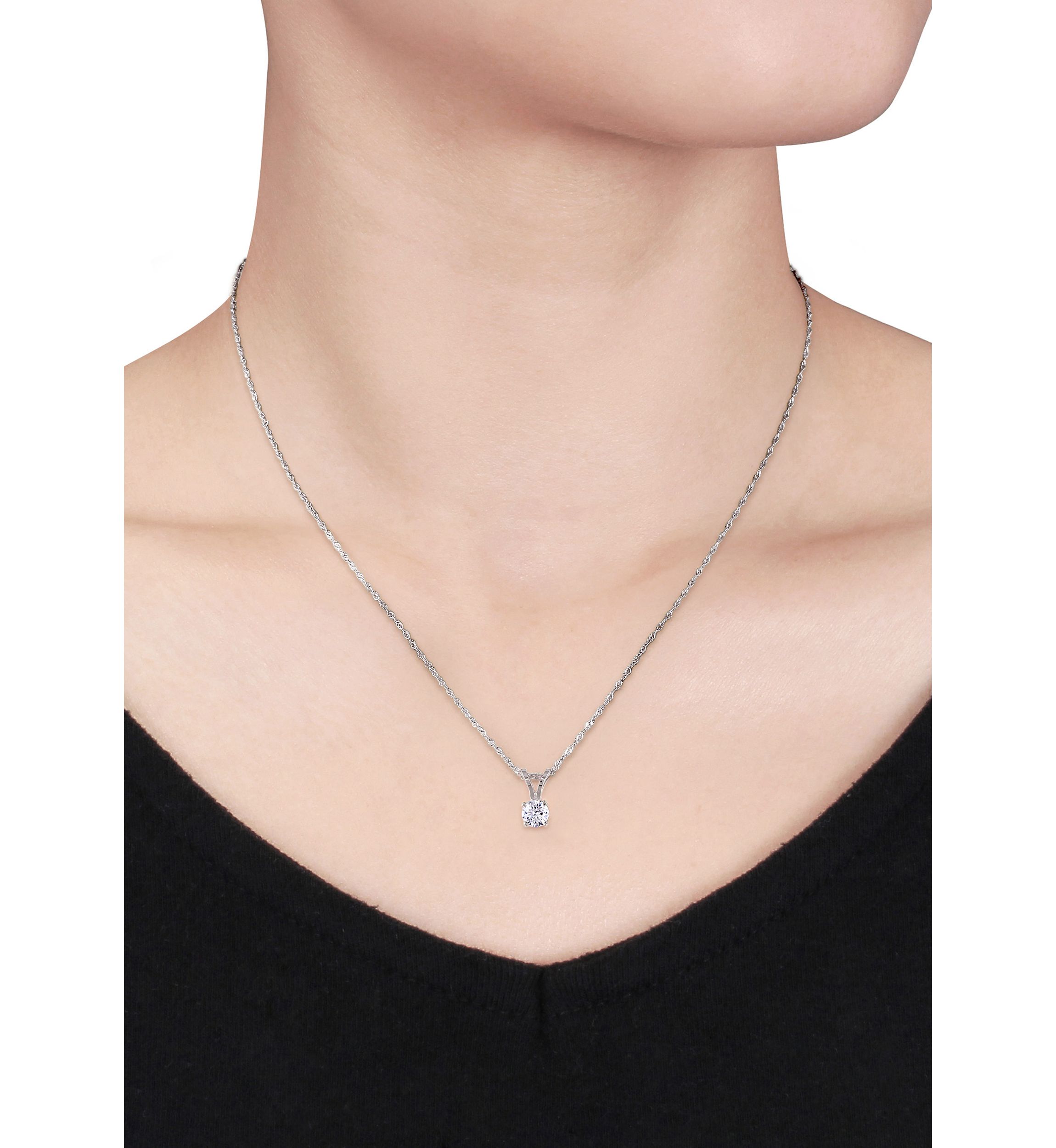 1/4 ct. t.w. Diamond Solitaire Pendant with Chain in 14k White Gold
