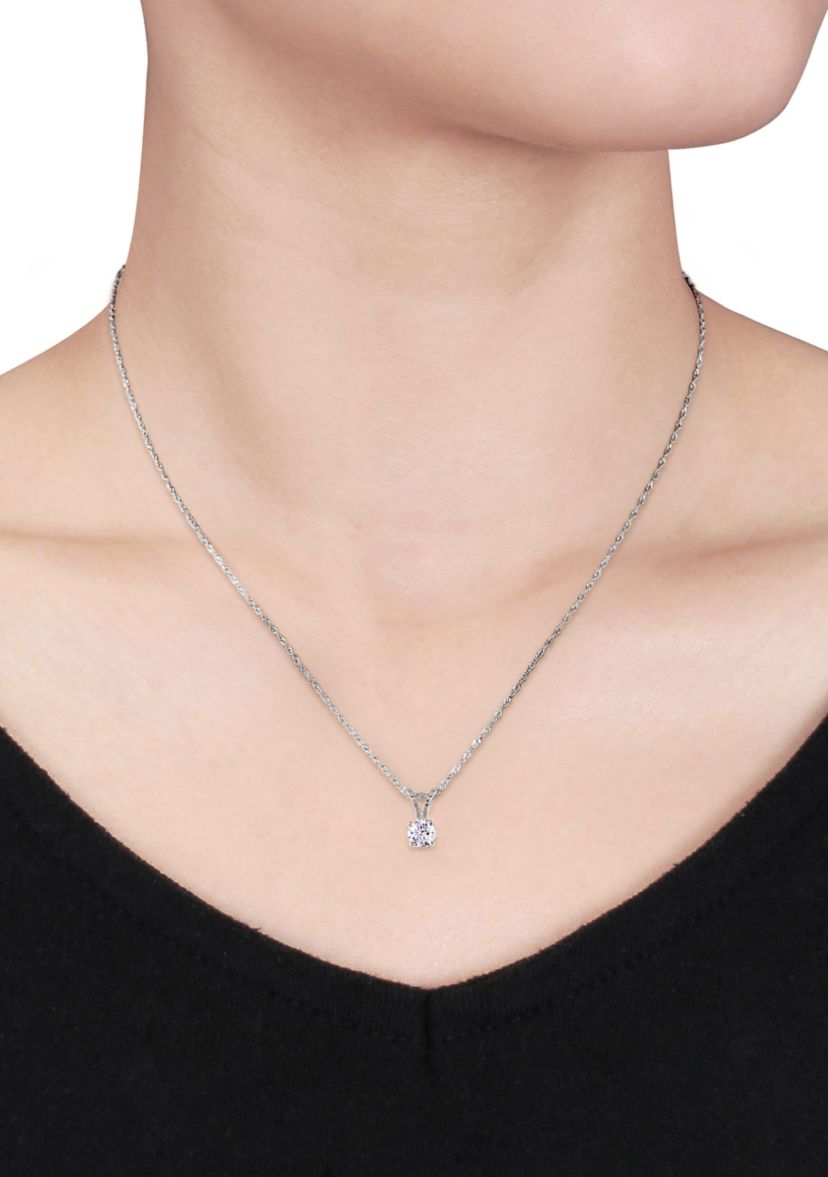 1/4 ct. t.w. Diamond Solitaire Pendant with Chain in 14k White Gold