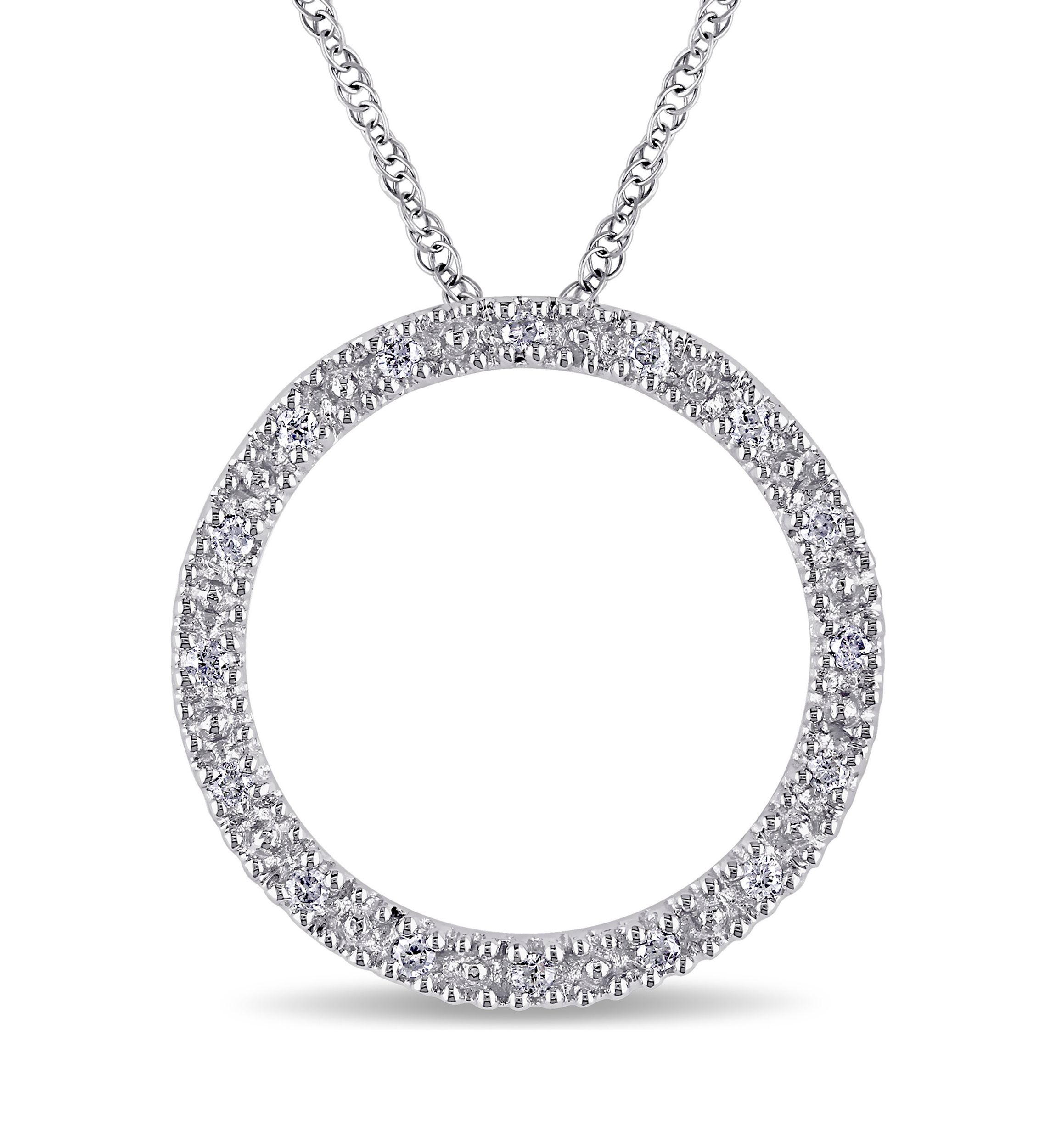 1/10 ct. t.w. Diamond Circle Of Life Pendant with Chain in 10k White Gold