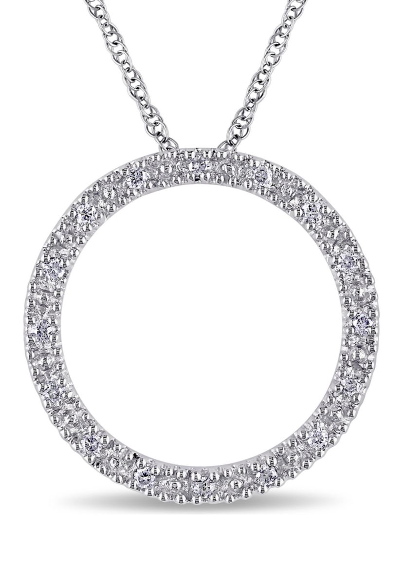 1/10 ct. t.w. Diamond Circle Of Life Pendant with Chain in 10k White Gold