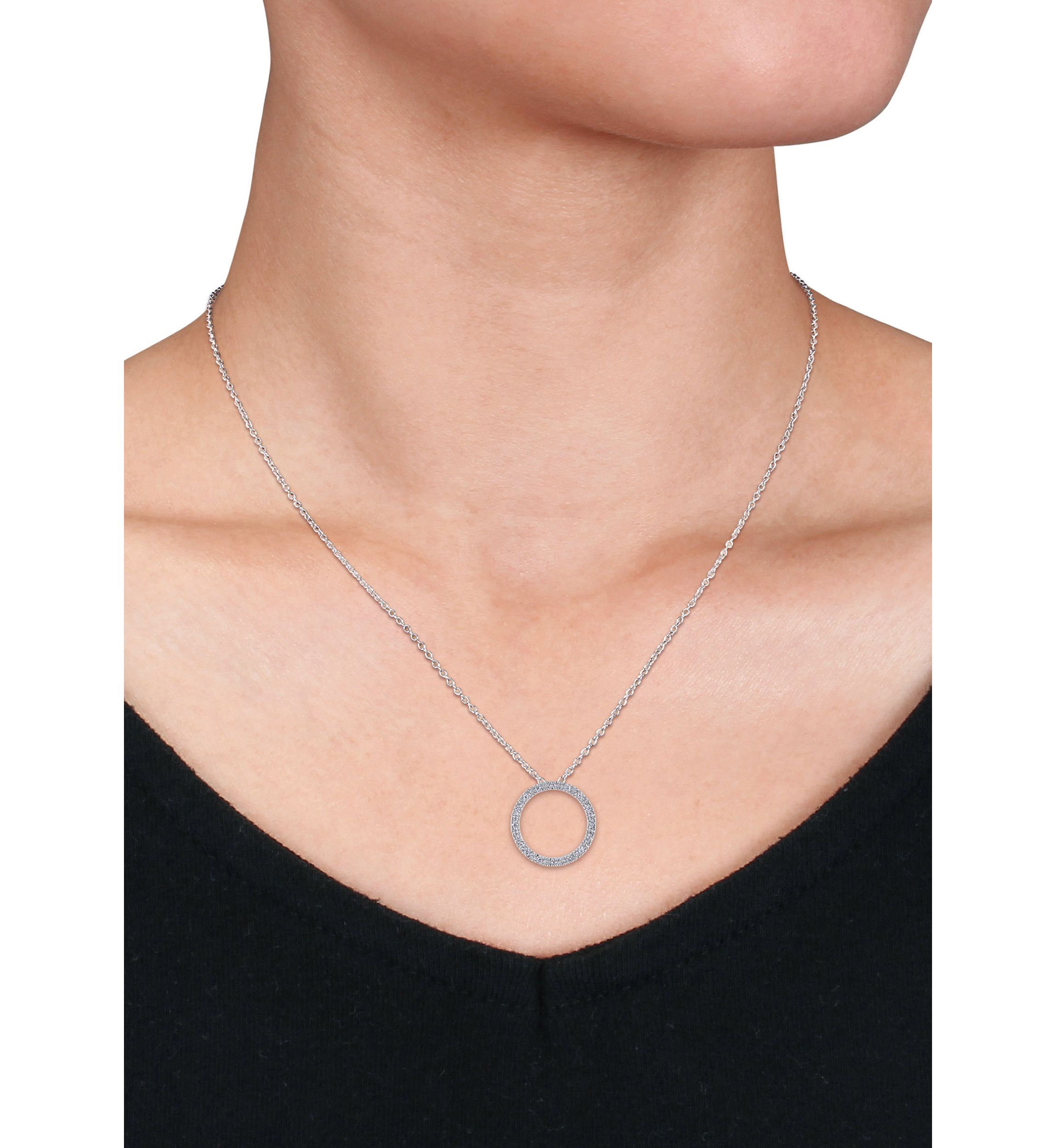1/10 ct. t.w. Diamond Circle Of Life Pendant with Chain in 10k White Gold