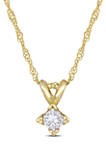 1/5 ct. t.w. Princess Cut Diamond Solitaire Pendant with Chain in 14k Yellow Gold