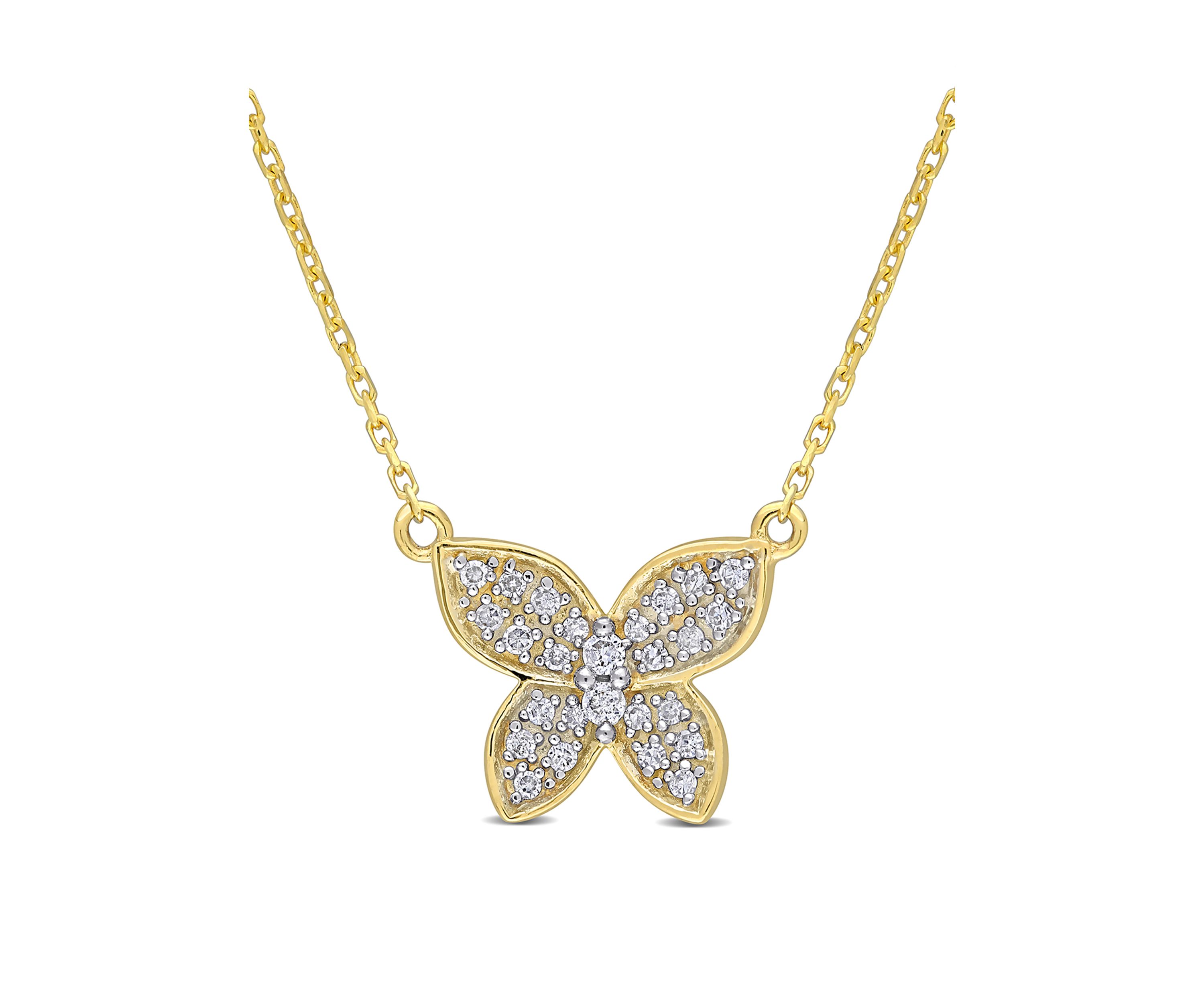 1/8 ct. t.w. Diamond Butterfly Pendant with Chain in 10k Yellow Gold
