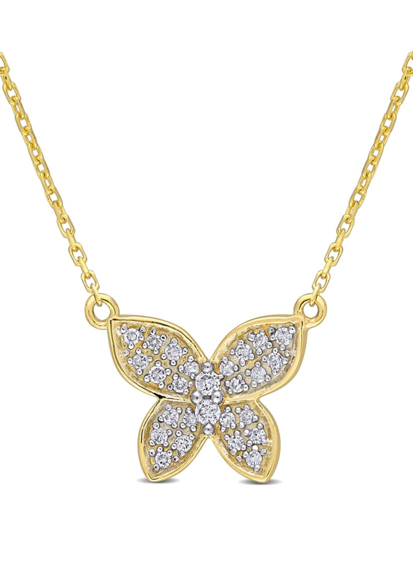 1/8 ct. t.w. Diamond Butterfly Pendant with Chain in 10k Yellow Gold