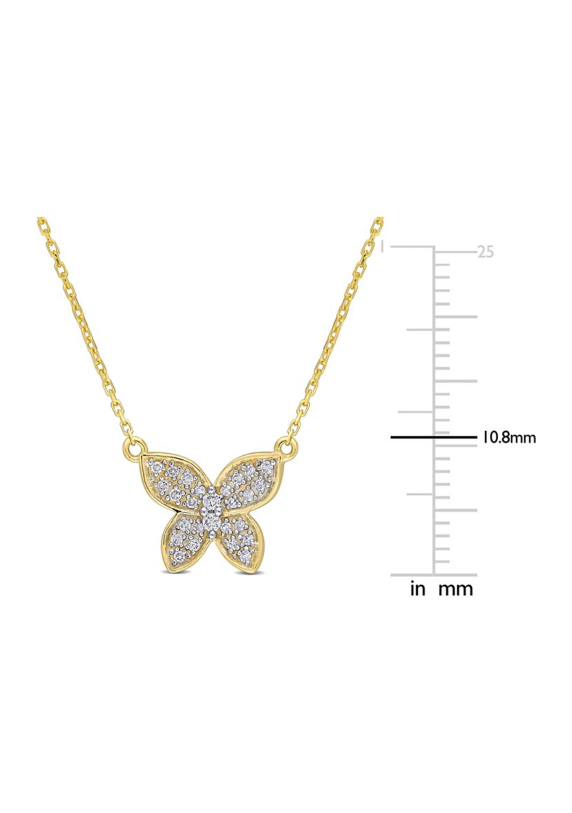 1/8 ct. t.w. Diamond Butterfly Pendant with Chain in 10k Yellow Gold