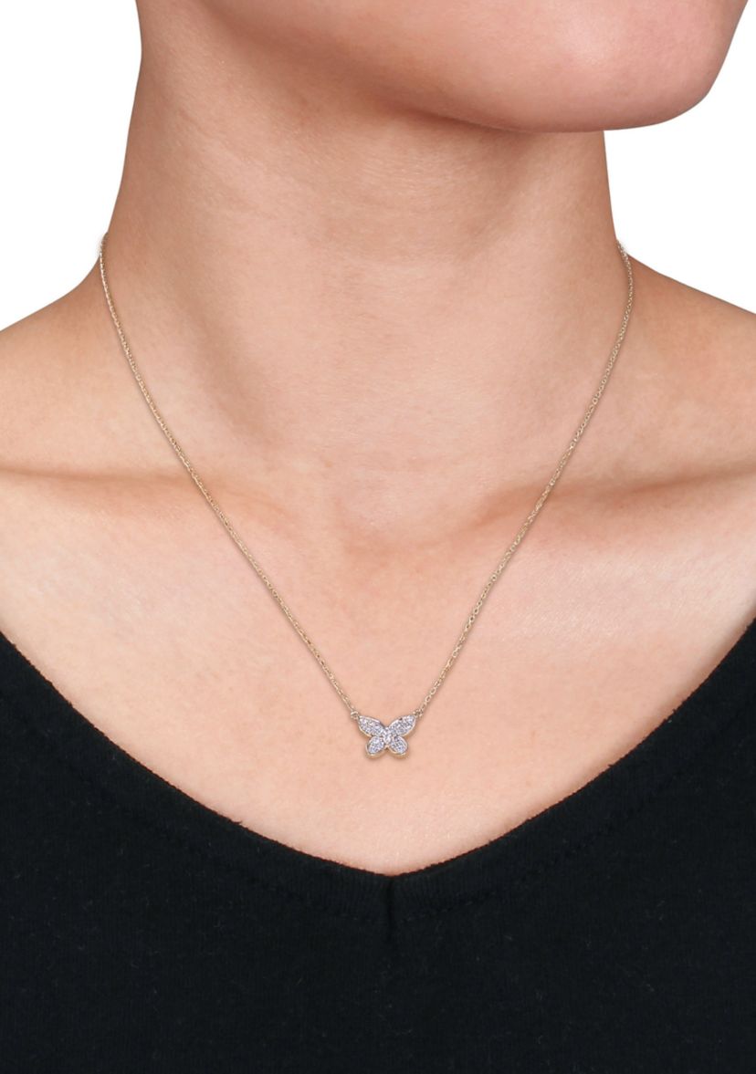 1/8 ct. t.w. Diamond Butterfly Pendant with Chain in 10k Yellow Gold
