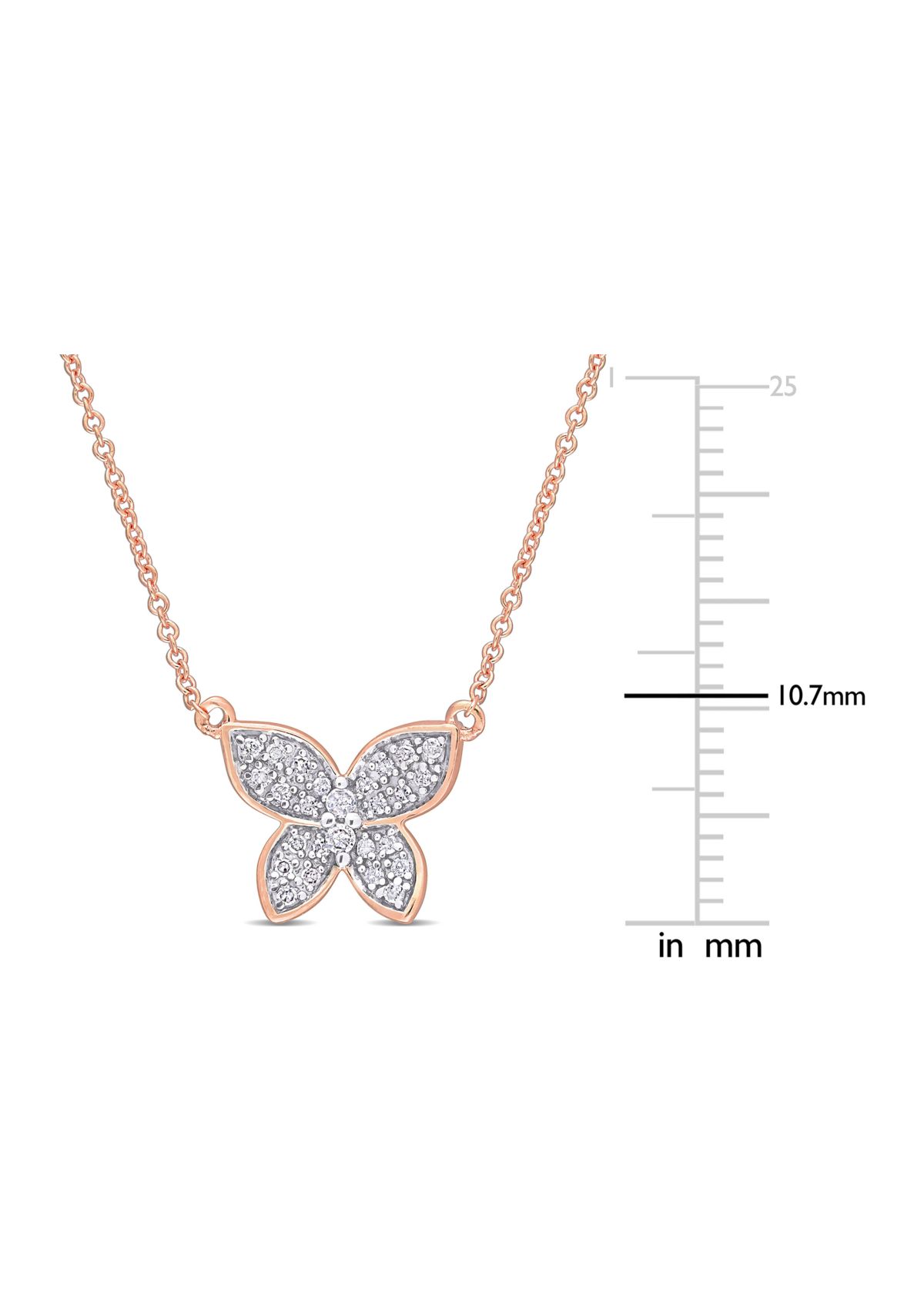 1/8 ct. t.w. Diamond Butterfly Pendant with Chain in 10k Rose Gold