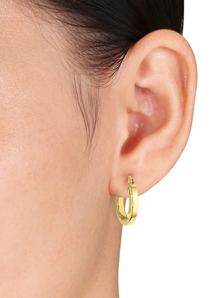 15 mm Hoop Edged Earrings in 10k Polished Yellow Gold