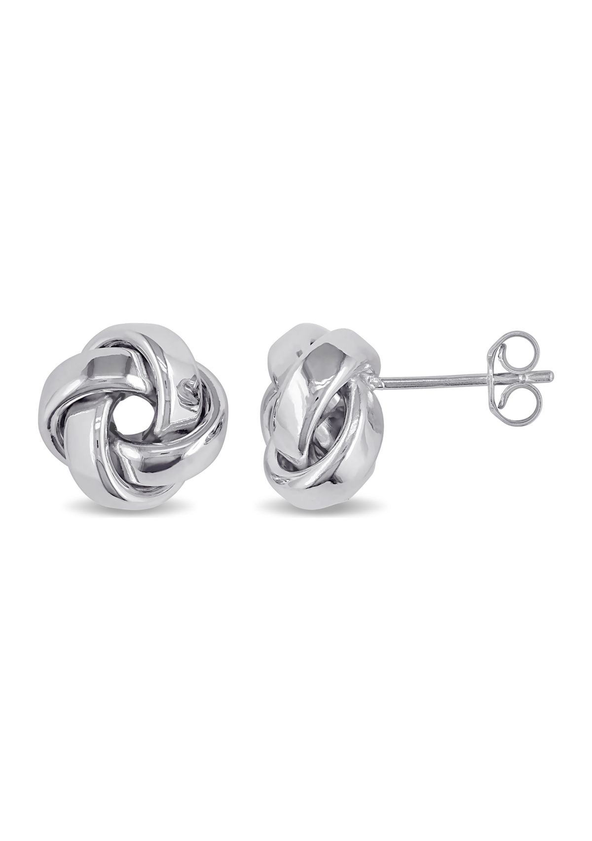 Love Knot Stud Earrings in 10k White Gold