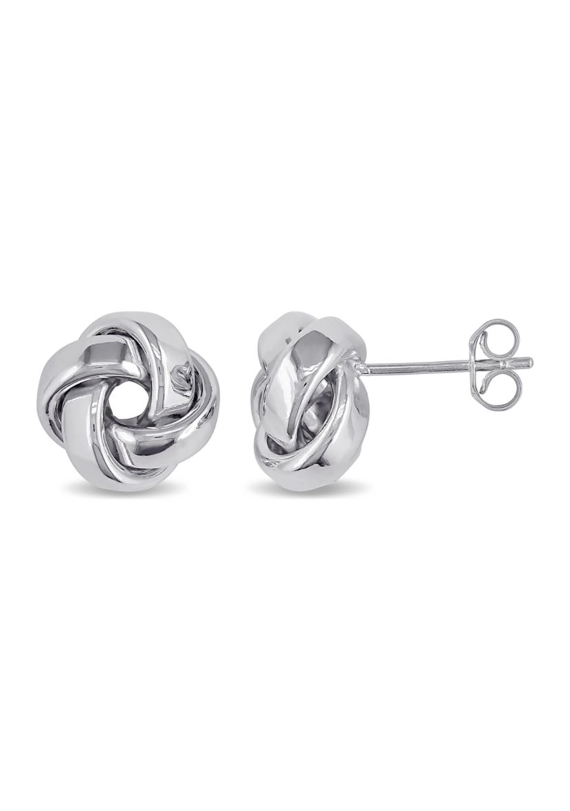 Love Knot Stud Earrings in 10k White Gold