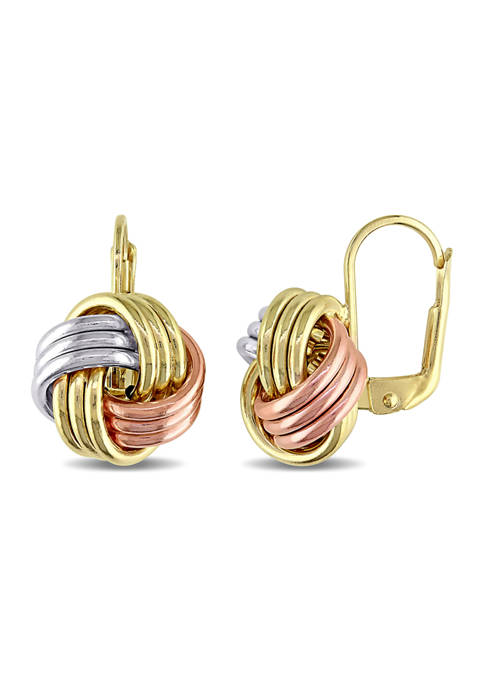 Entwined Love Knot Earrings in 10k Three-Tone Gold