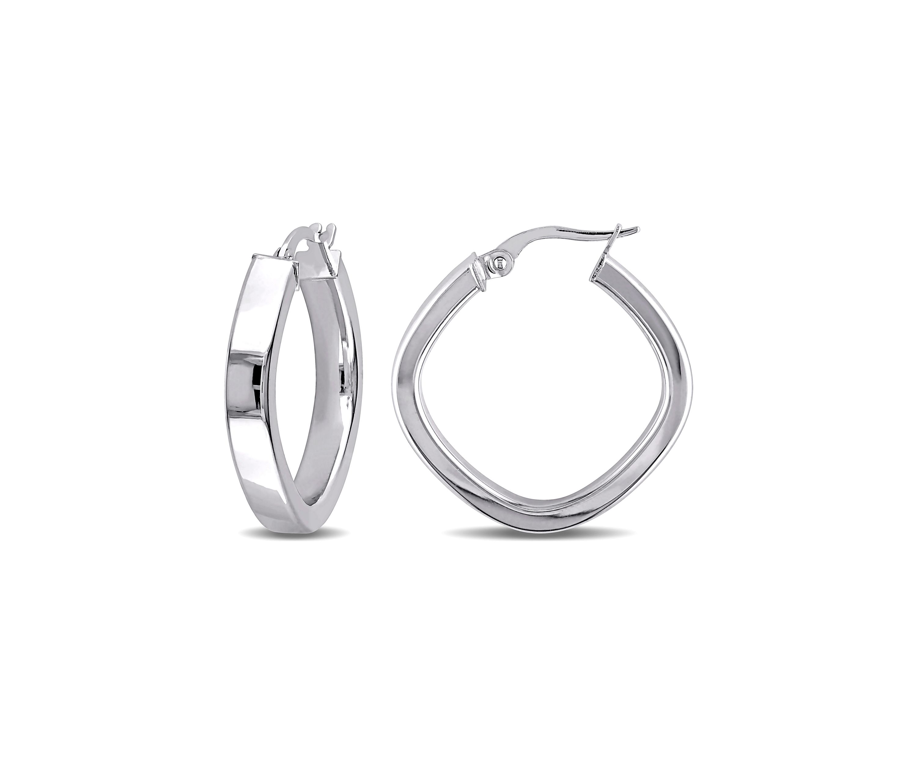 Geometric 23 mm Hoop Earrings in 10k Polished White Gold