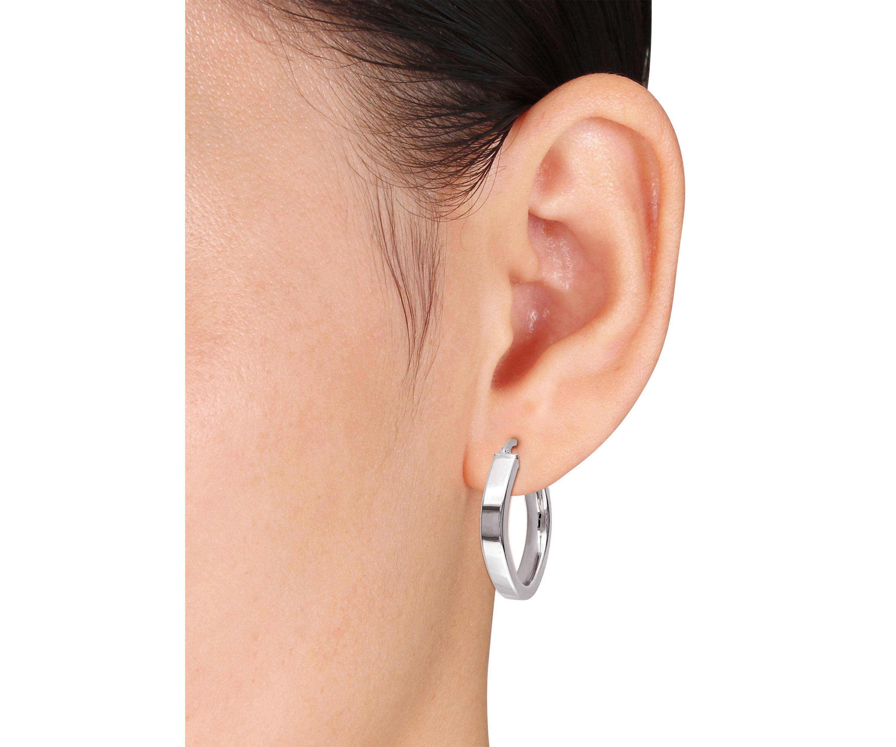 Geometric 23 mm Hoop Earrings in 10k Polished White Gold