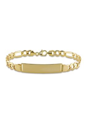 Belk & Co Men's Engravable Figaro Link Id Bracelet In 10K Yellow Gold (8 Mm/8 In)