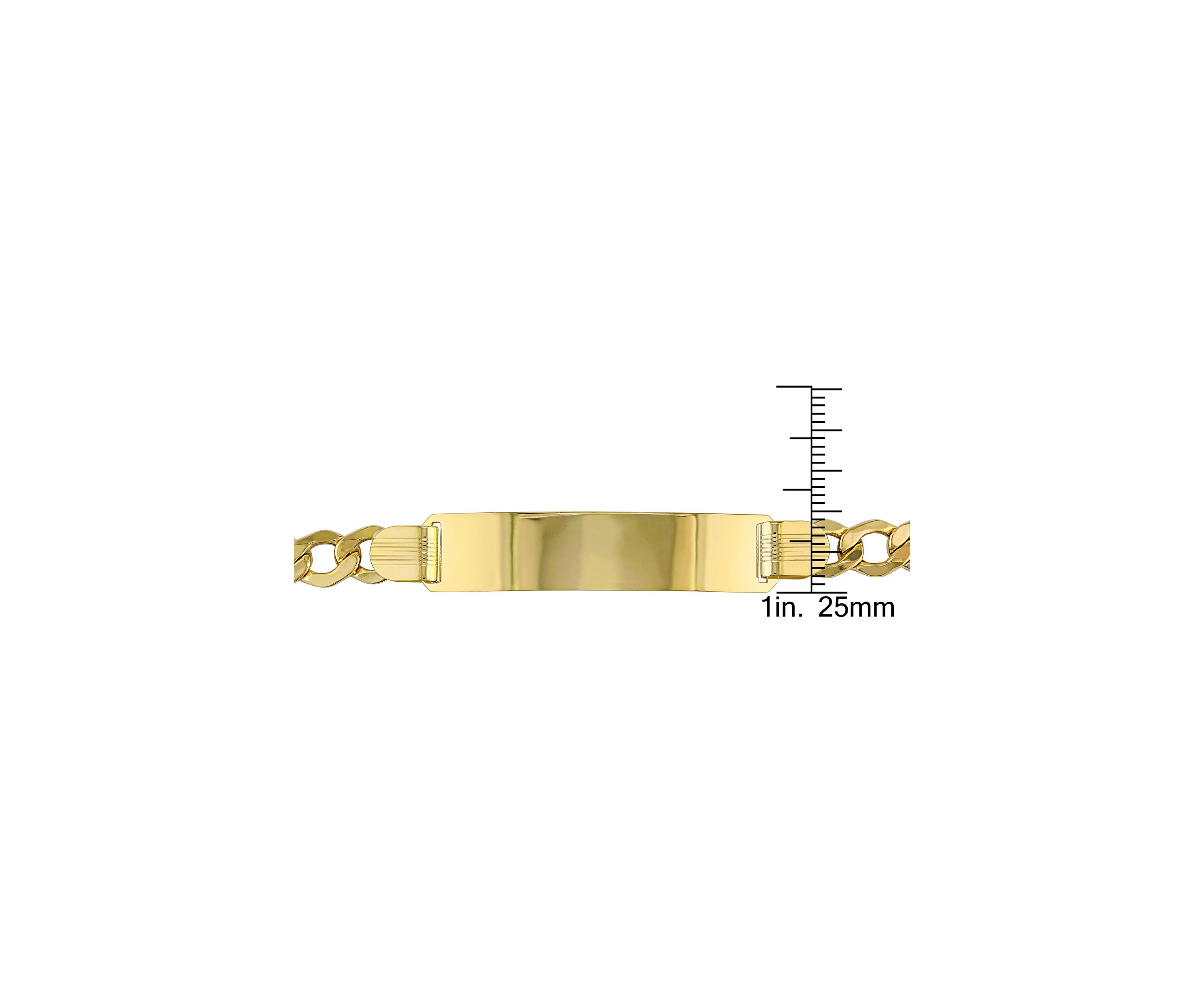 Mens Engravable Figaro Link ID Bracelet in 10k Yellow Gold (8 mm/8 in)