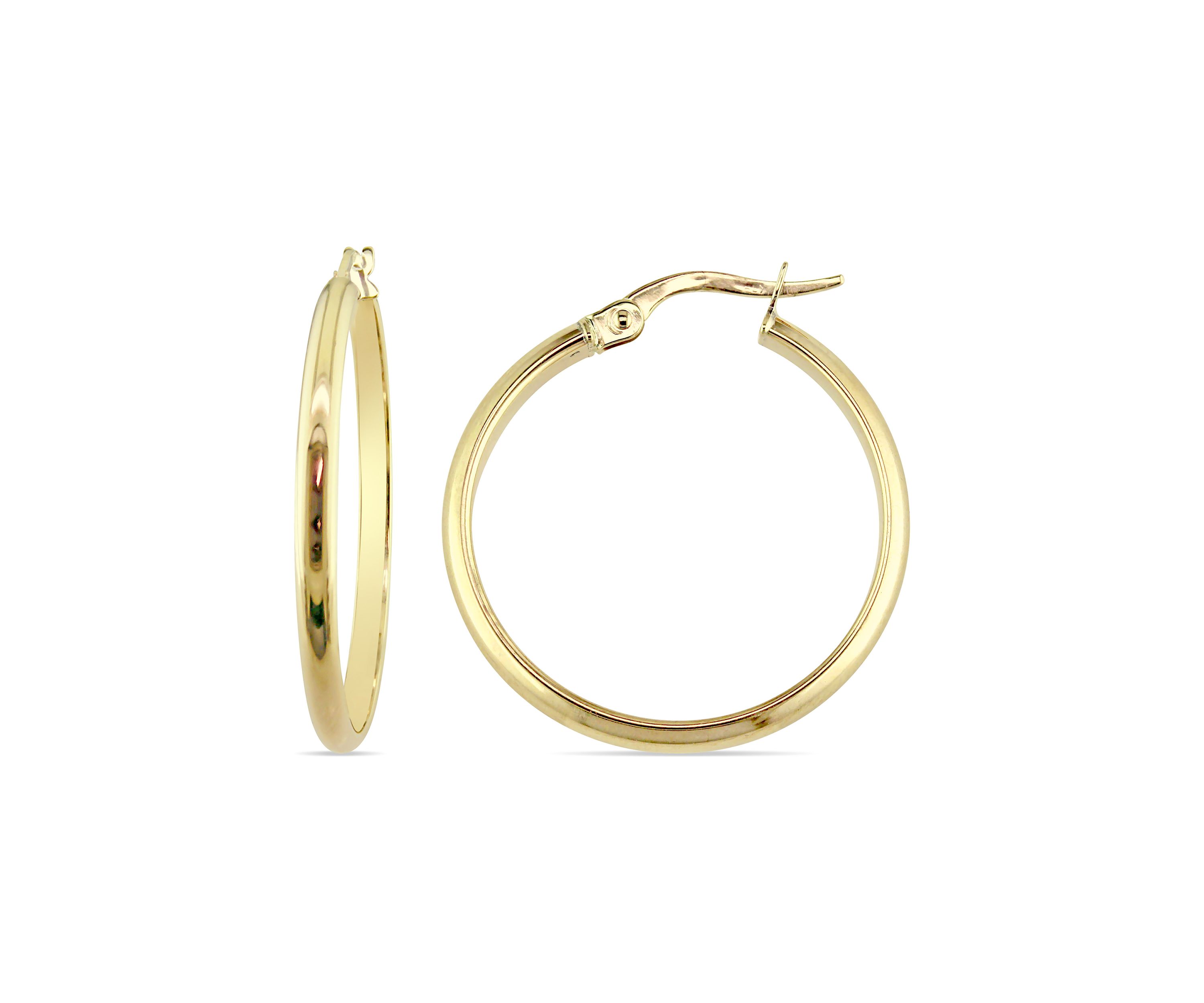 Polished 25 mm Hoop Earrings in 10k Yellow Gold