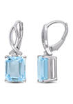8.25 ct. t.w. Blue Topaz and White Topaz Drop Earrings in Sterling Silver