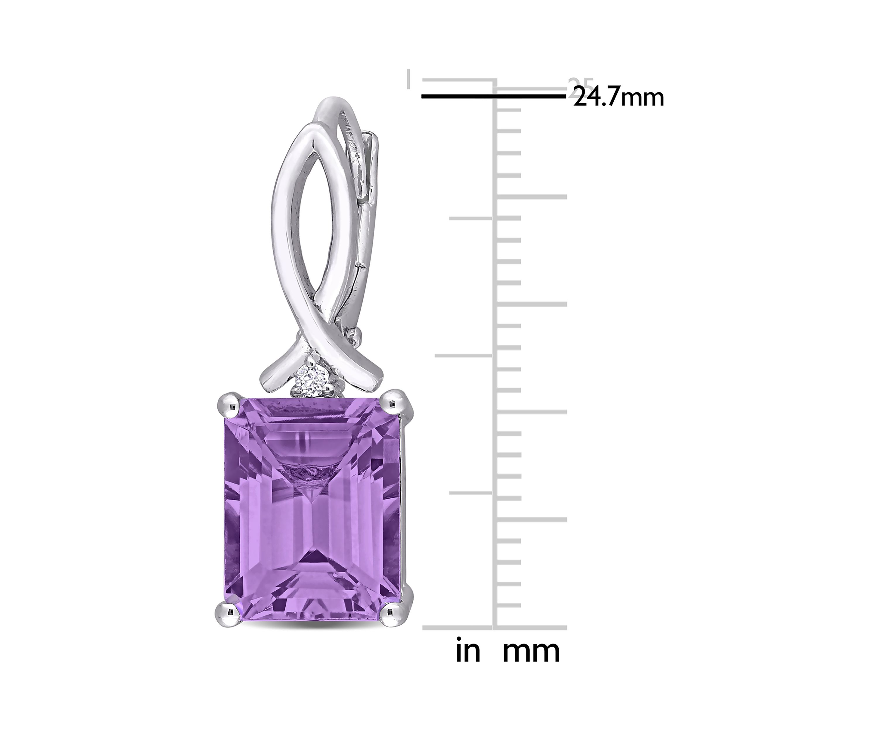 6.46 ct. t.g.w. Octagon Amethyst and White Topaz Leverback Earrings in Sterling Silver