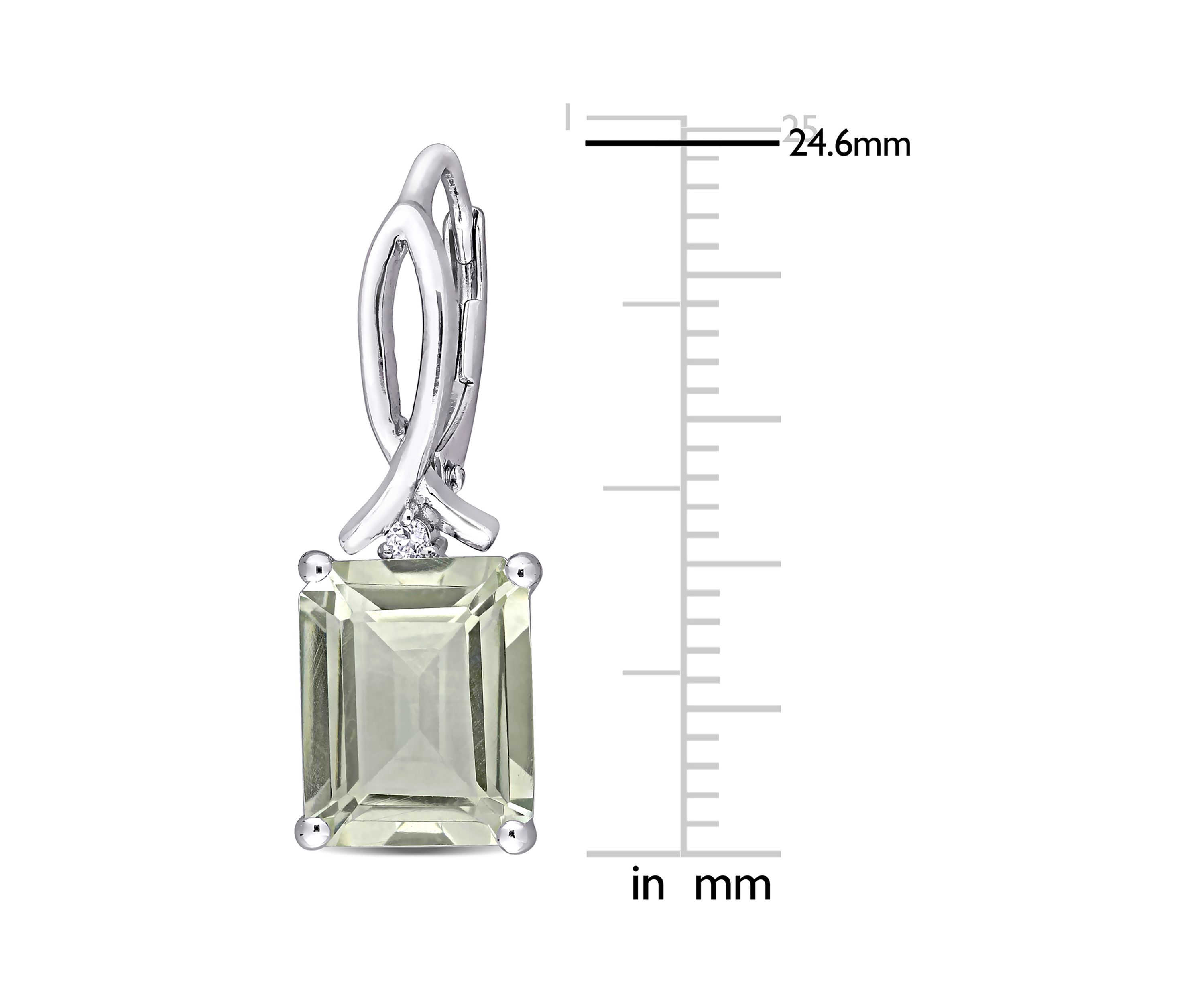 Green Quartz and White Topaz Drop Earrings in Sterling Silver