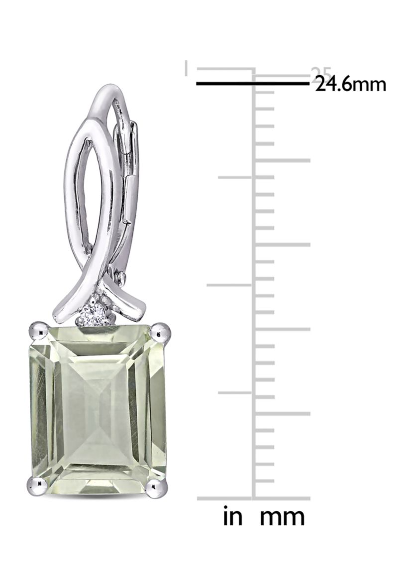 Green Quartz and White Topaz Drop Earrings in Sterling Silver