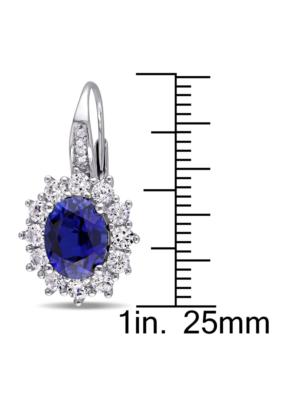 8 ct. t.w. Created Blue and White Sapphire Diamond Accent Earrings in Sterling Silver