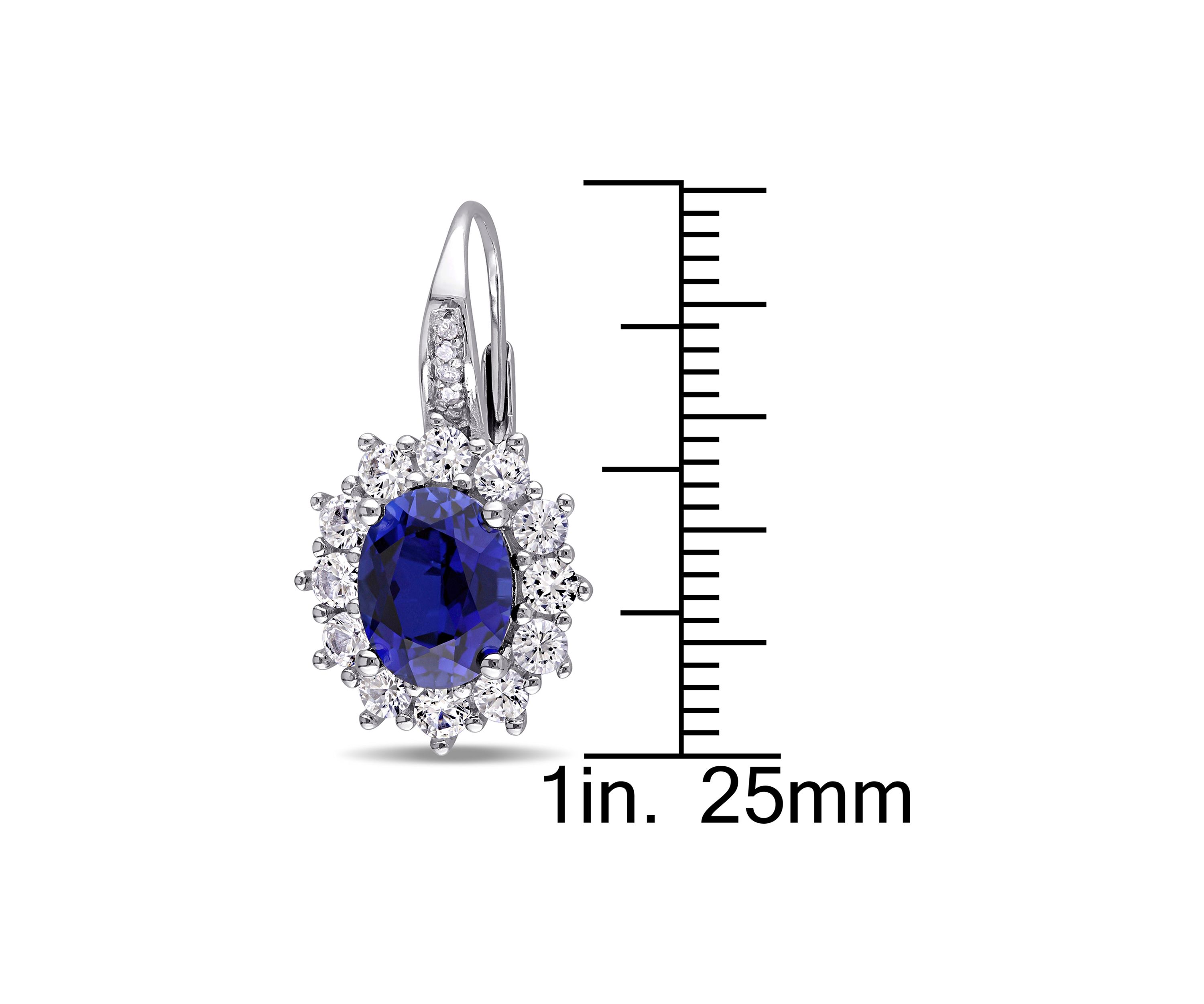 8 ct. t.w. Created Blue and White Sapphire Diamond Accent Earrings in Sterling Silver