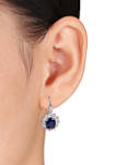 8 ct. t.w. Created Blue and White Sapphire Diamond Accent Earrings in Sterling Silver