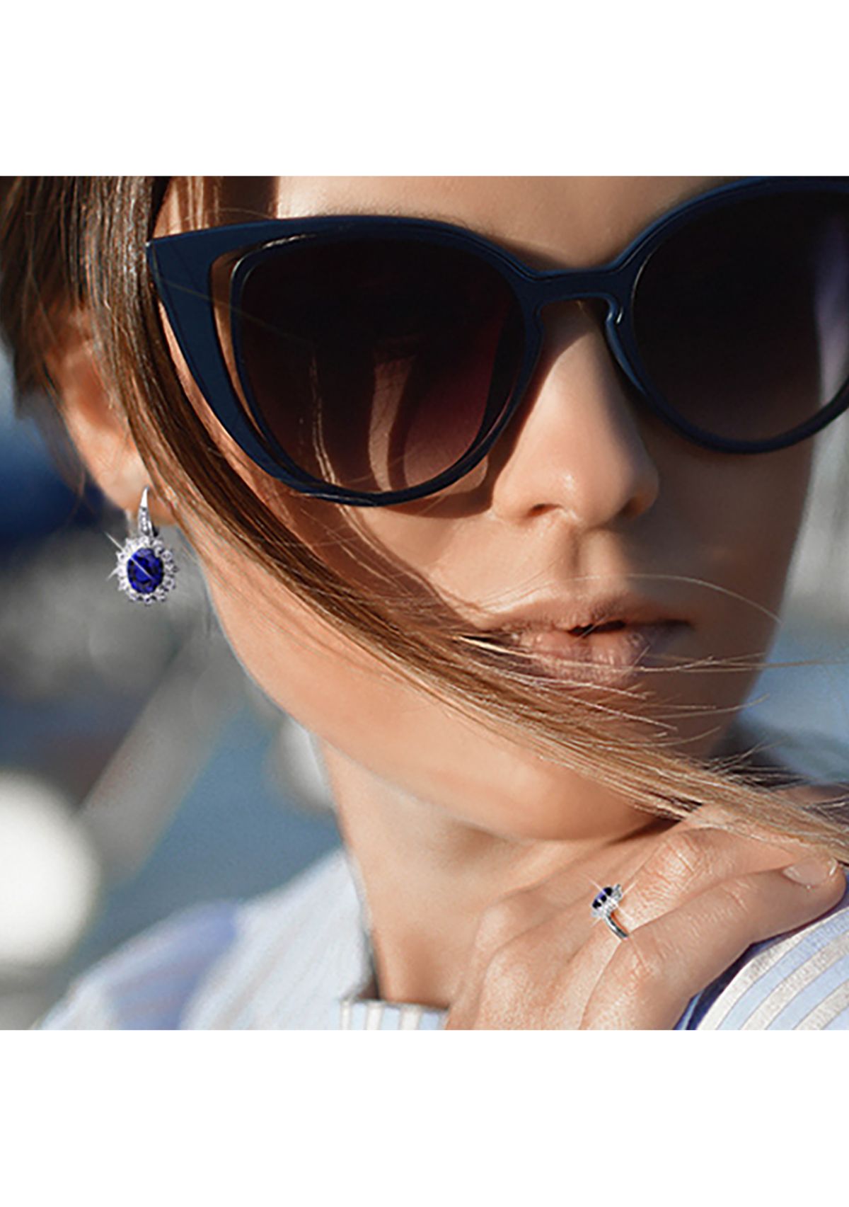 8 ct. t.w. Created Blue and White Sapphire Diamond Accent Earrings in Sterling Silver