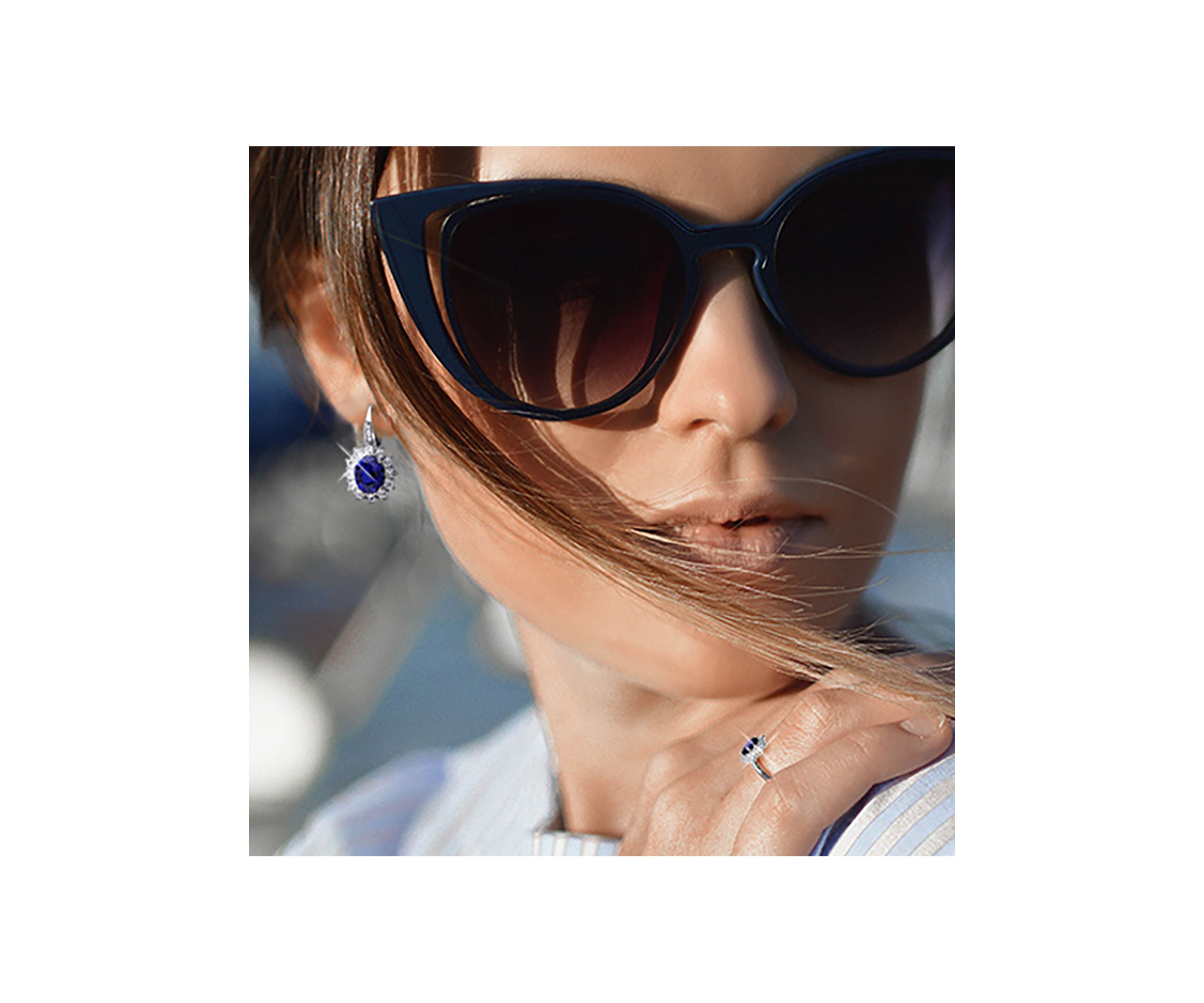 8 ct. t.w. Created Blue and White Sapphire Diamond Accent Earrings in Sterling Silver