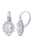 8 ct. t.w. Created White Sapphire and Diamond Accent Floral Halo Earrings in Sterling Silver