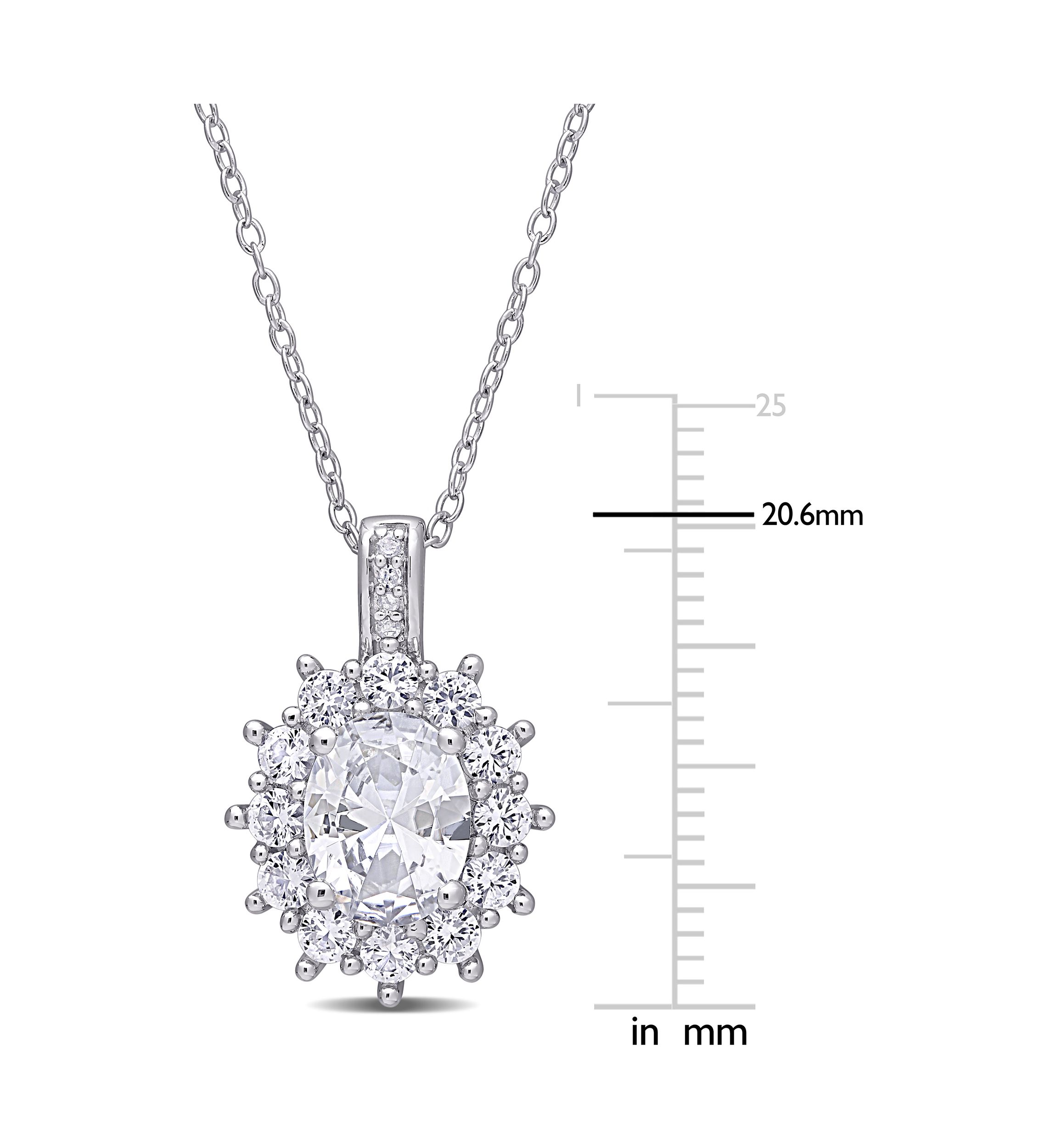 4 ct. t.w. Created White Sapphire and Diamond Accent Oval Necklace in Sterling Silver