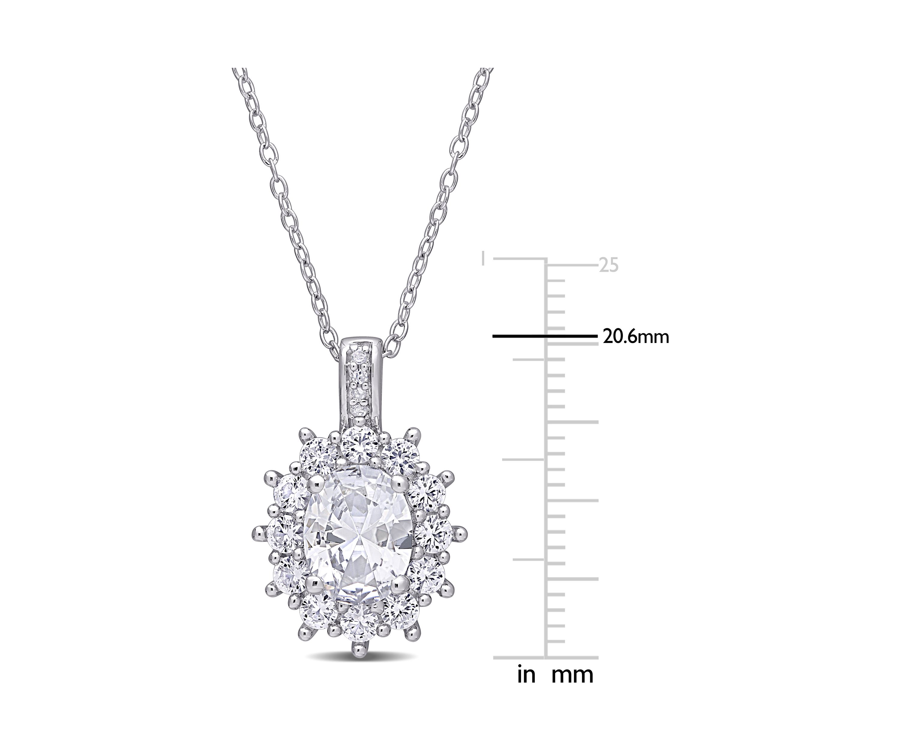 4 ct. t.w. Created White Sapphire and Diamond Accent Oval Necklace in Sterling Silver