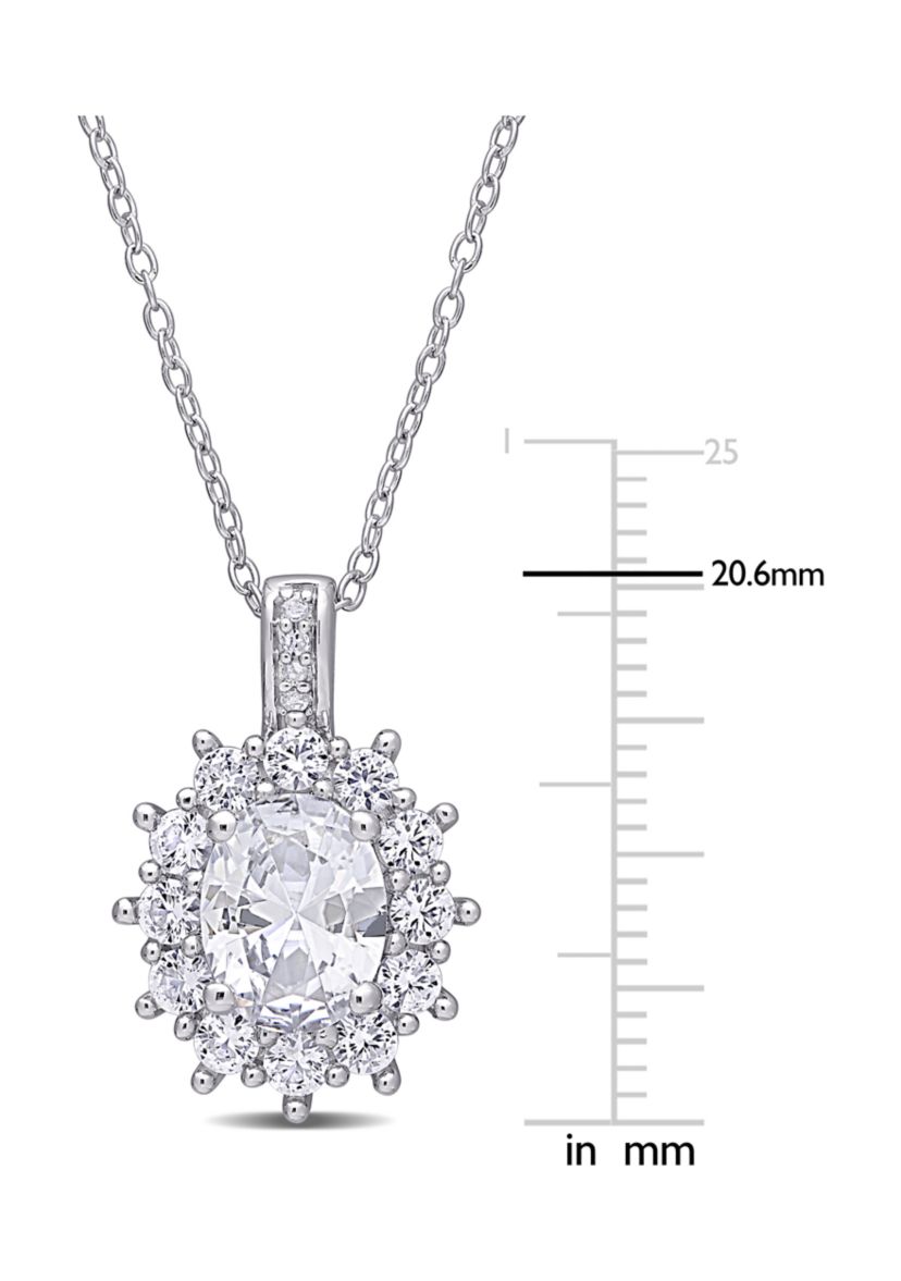 4 ct. t.w. Created White Sapphire and Diamond Accent Oval Necklace in Sterling Silver