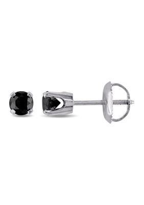 Belk & Co 1/2 ct. t.w. Black Diamond Solitaire Stud Earrings in 14K White Gold