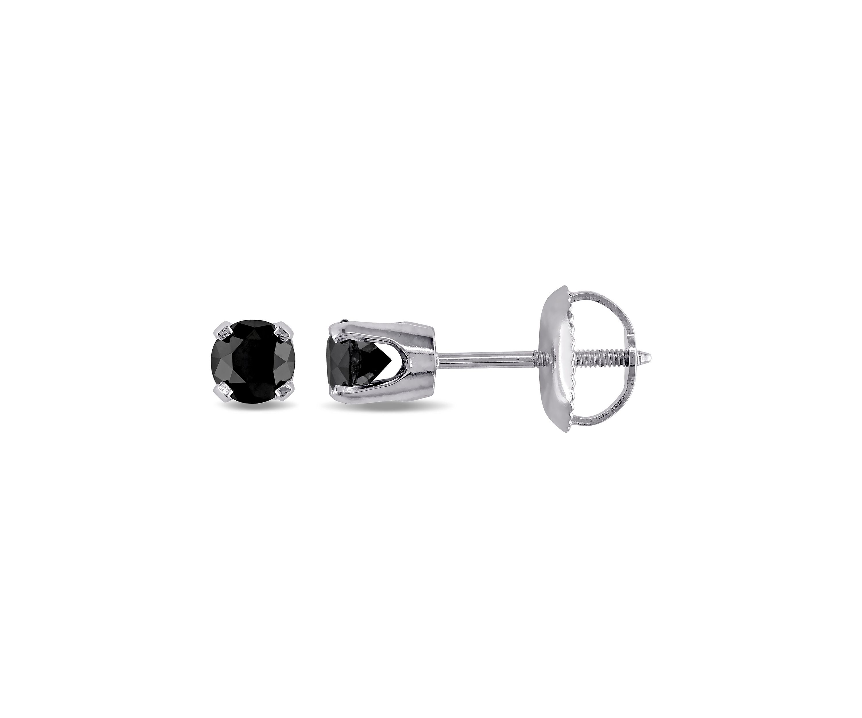 1/2 ct. t.w. Black Diamond Solitaire Stud Earrings in 14K White Gold