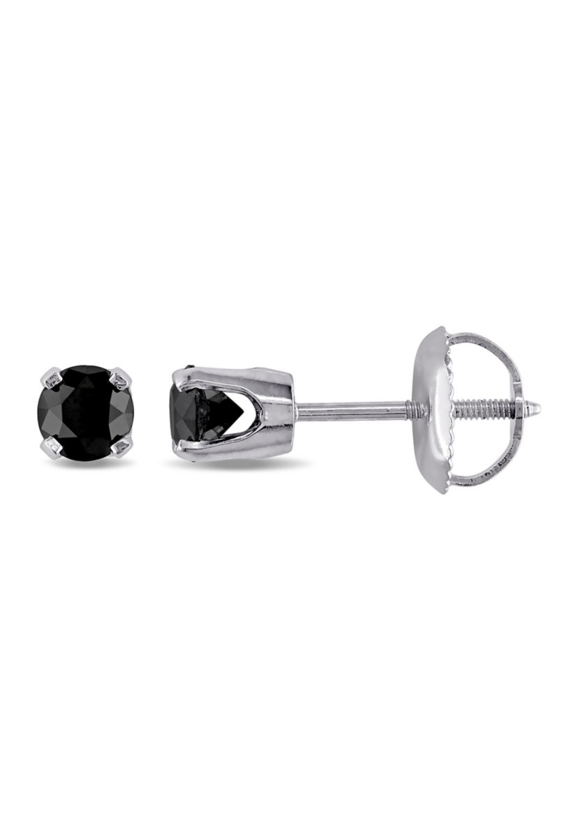 1/2 ct. t.w. Black Diamond Solitaire Stud Earrings in 14K White Gold