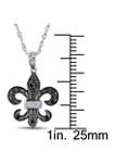 1/8 ct. t.w. Black and White Diamond Scroll Pendant with Chain in 10k White Gold