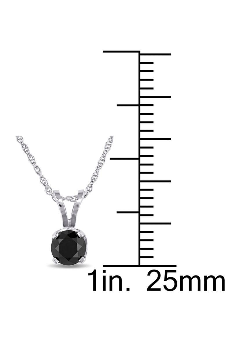 1/2 ct. t.w. Black Diamond Solitaire Pendant with Chain in 10k White Gold