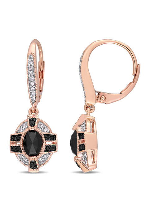 1.25 ct. t.w. Black and White Diamond Oval Geometric Drop Earrings in 10k Rose Gold