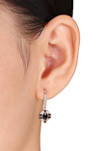 1.25 ct. t.w. Black and White Diamond Oval Geometric Drop Earrings in 10k Rose Gold