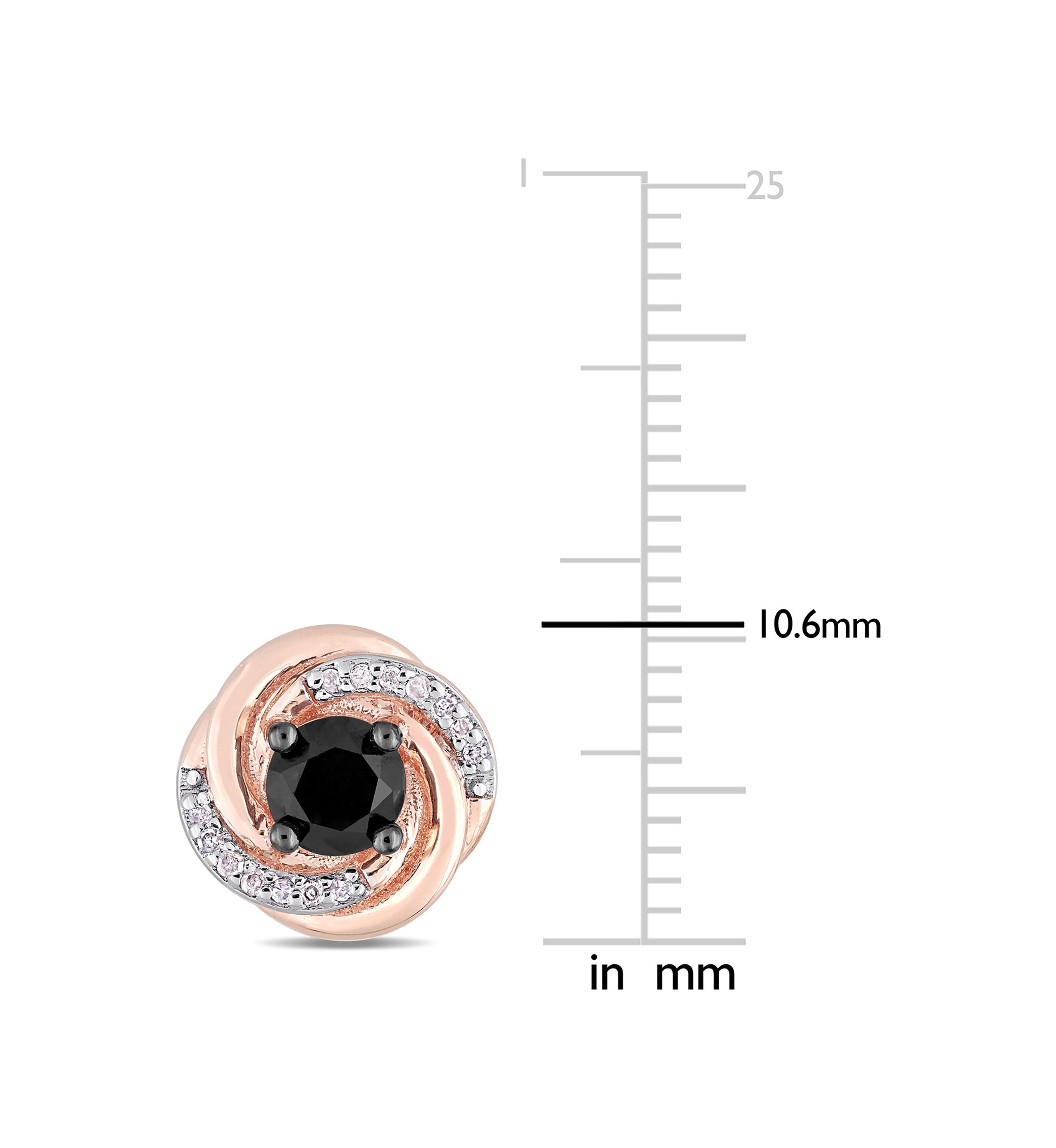 1.1 ct. t.w. Black and White Diamond Swirl Stud Earrings in 10k Rose Gold