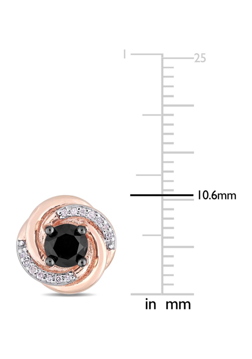 1.1 ct. t.w. Black and White Diamond Swirl Stud Earrings in 10k Rose Gold