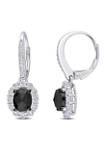 1.5 ct. t.w Black Diamond and 4/5 ct. t.w. Created Moissanite Halo Earrings in 10K White Gold